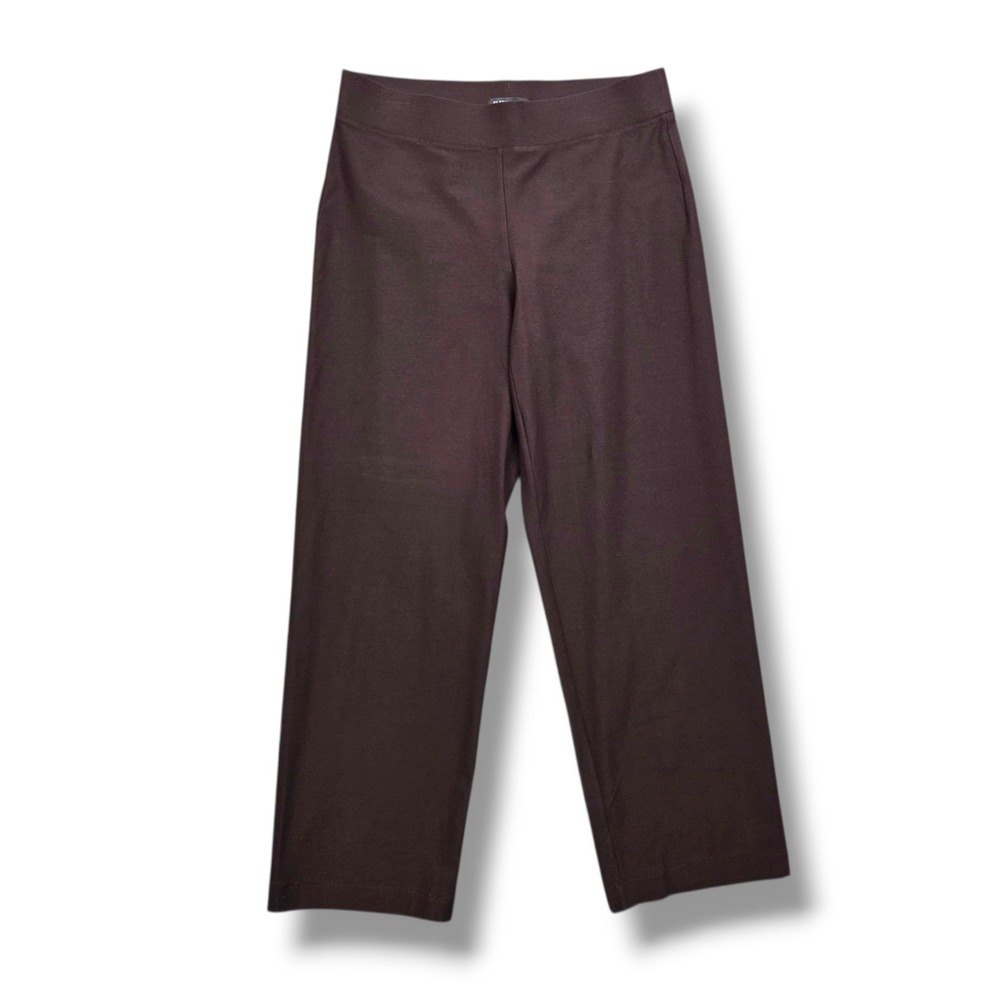 Eileen Fisher Crepe Straight Pant Women Small Brown Washable Stretch Pull On USA